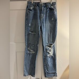 Blank Paige Distressed Straight Leg Jeans